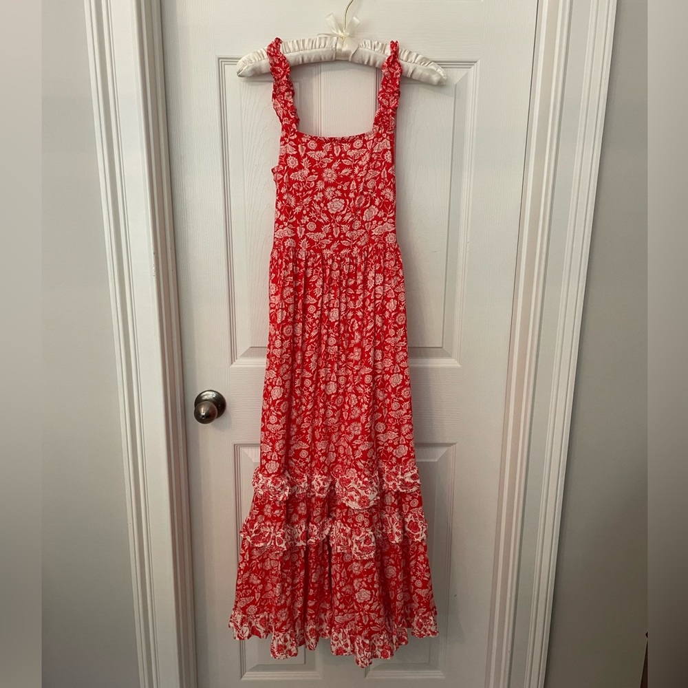 Adorable summer maxi sundress in sunset orange size S